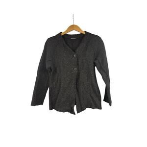 Grizas Wool Cotton Blend Cardigan Layering Sweater Lagenlook Brown Womens XS
